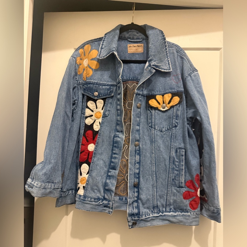 Free People Anine’s Flower Bomber Denim Jacket